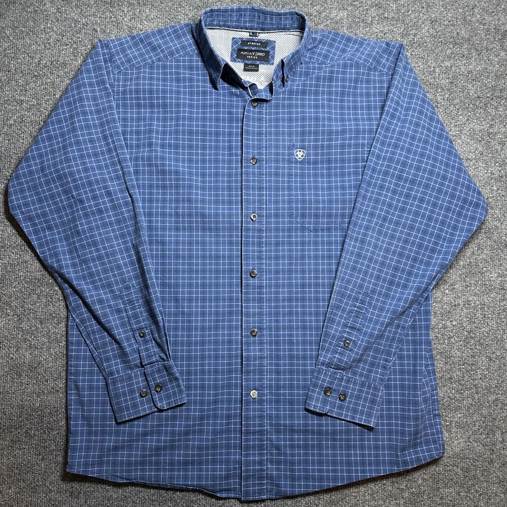 Ariat Pro Series Button Down Shirt Mens Size M Vented Long Sleeve Maroon Plaid